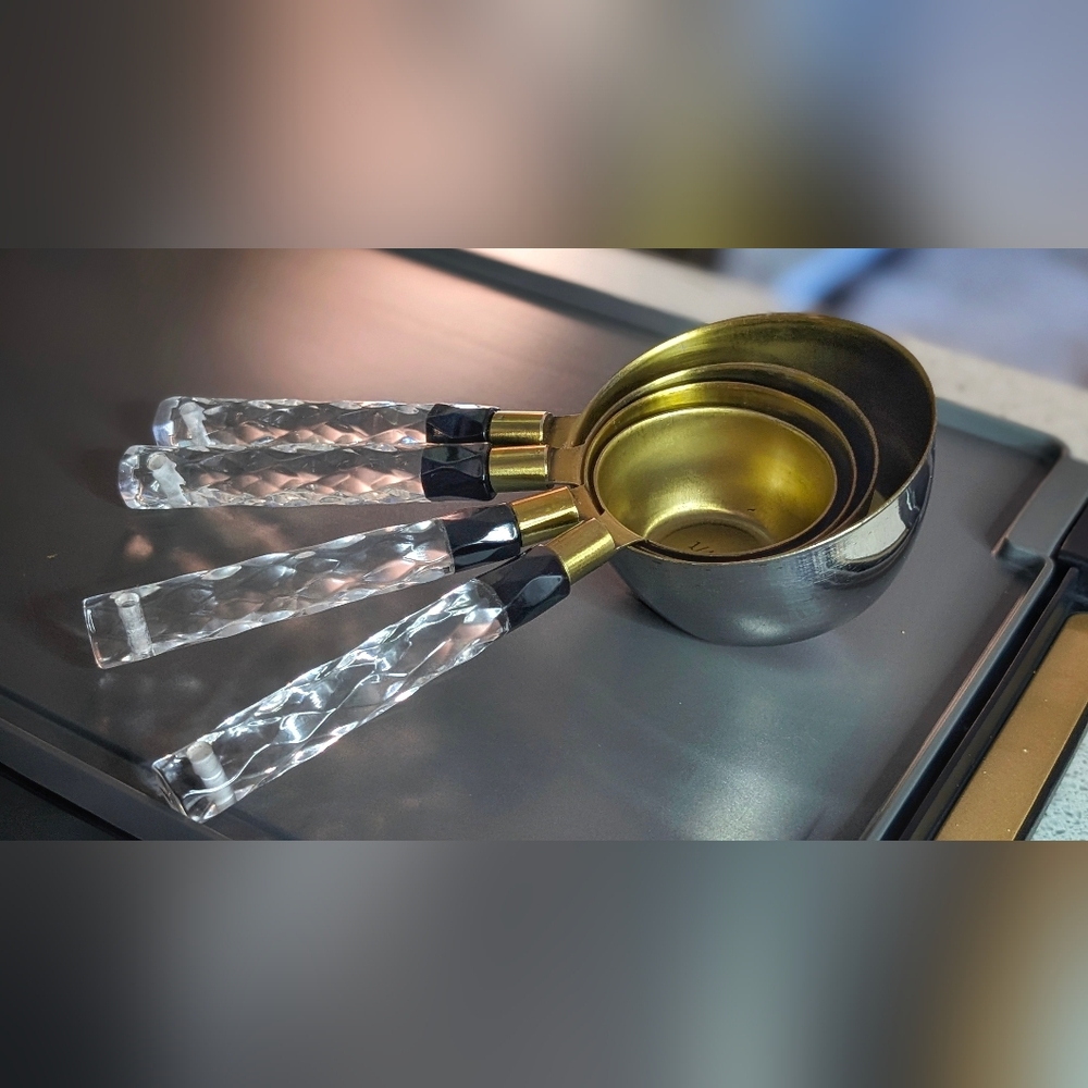 Gold & Silver Measuring Cups (one has gold back still-comes off in hot water)